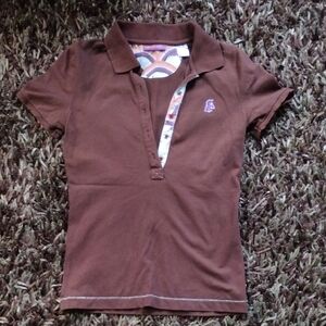 Women's 70s Retro Colors Vibe Vintage 90s Polo Shirt Small